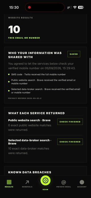 Black Bot exposure results screen